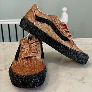 Vans Gold and Black Glitter Sneakers